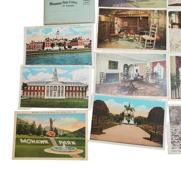 19 Massachusetts Postcards & Souvenir Mini Postcard Pack Color Lot Variety Vtg - Picture 7 of 11